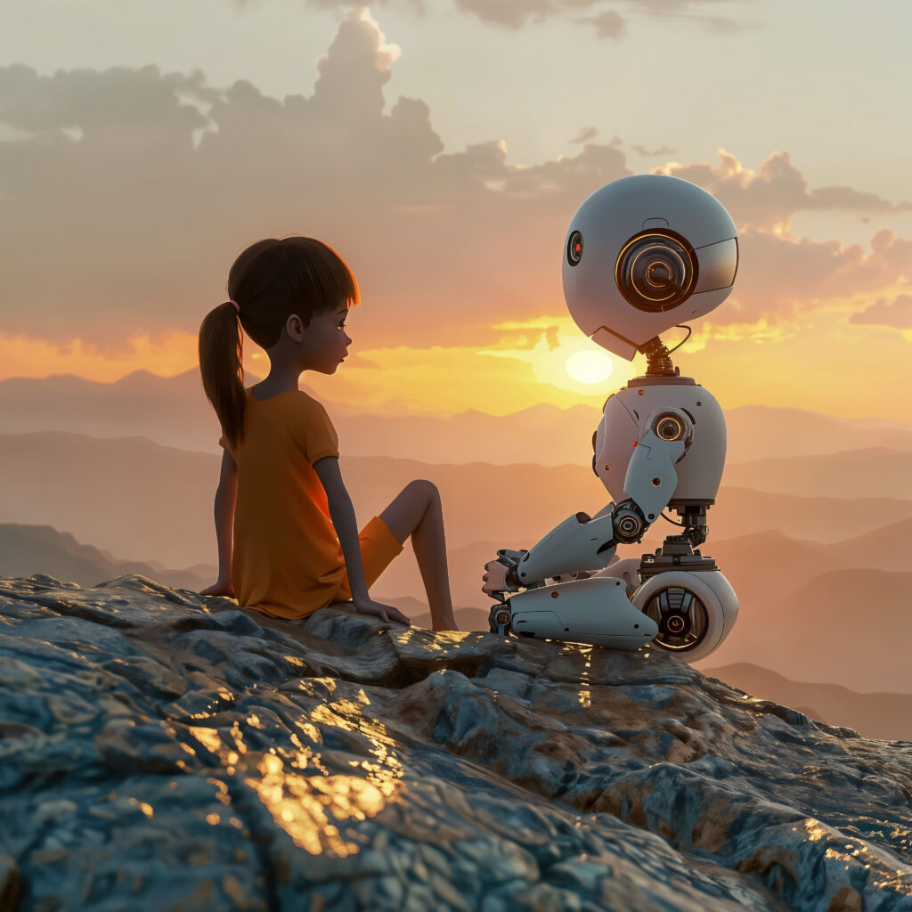 AI Robot Working With Human